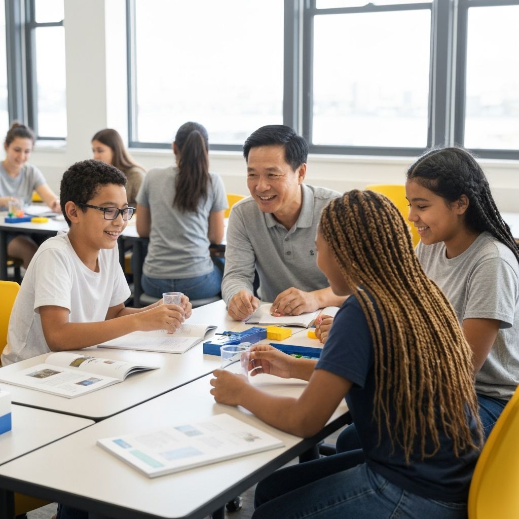 Students in classroom learning with tutor